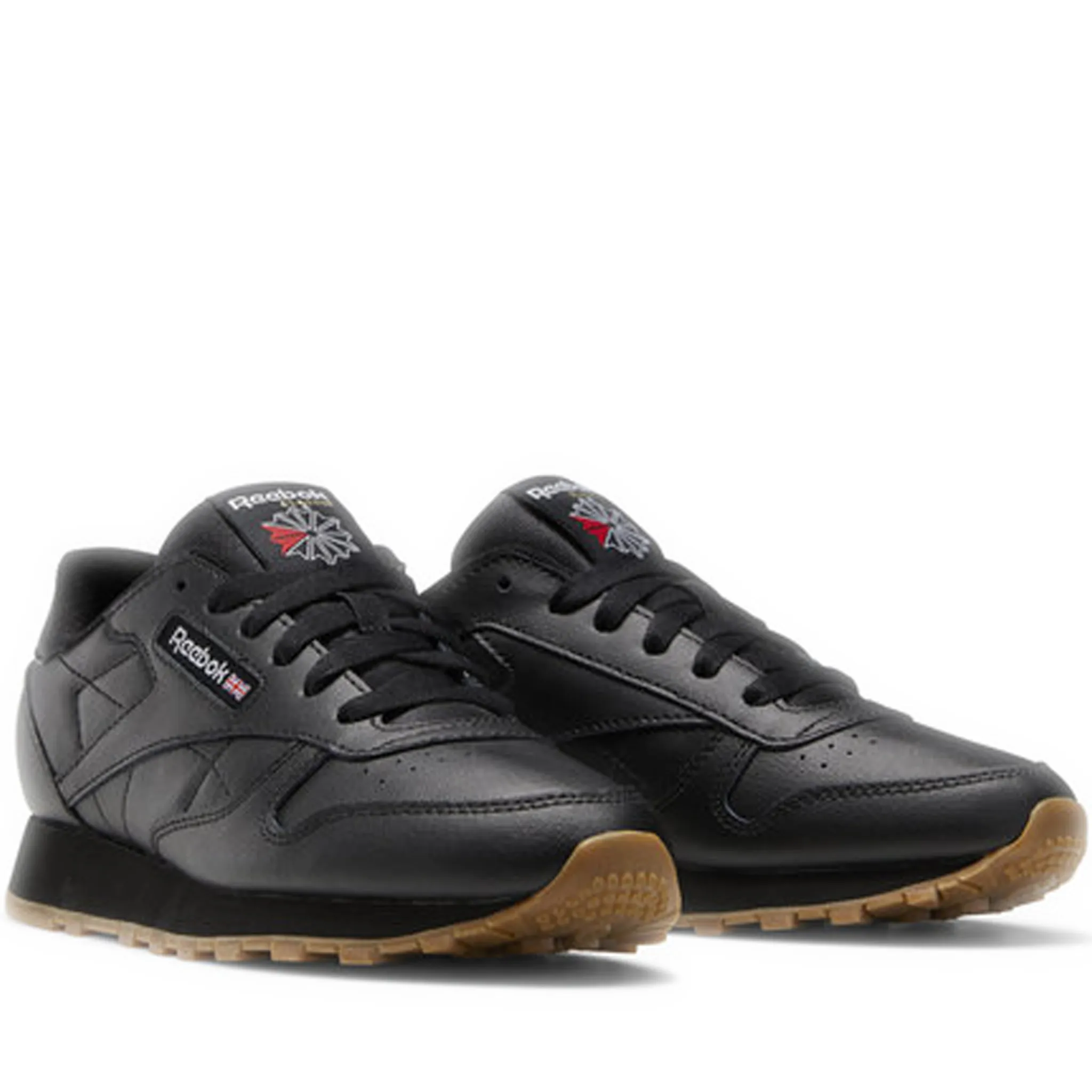 Grade School Reebok Classic Leather Shoes - Core Black / Core Black / Reebok Rubber Gum-02