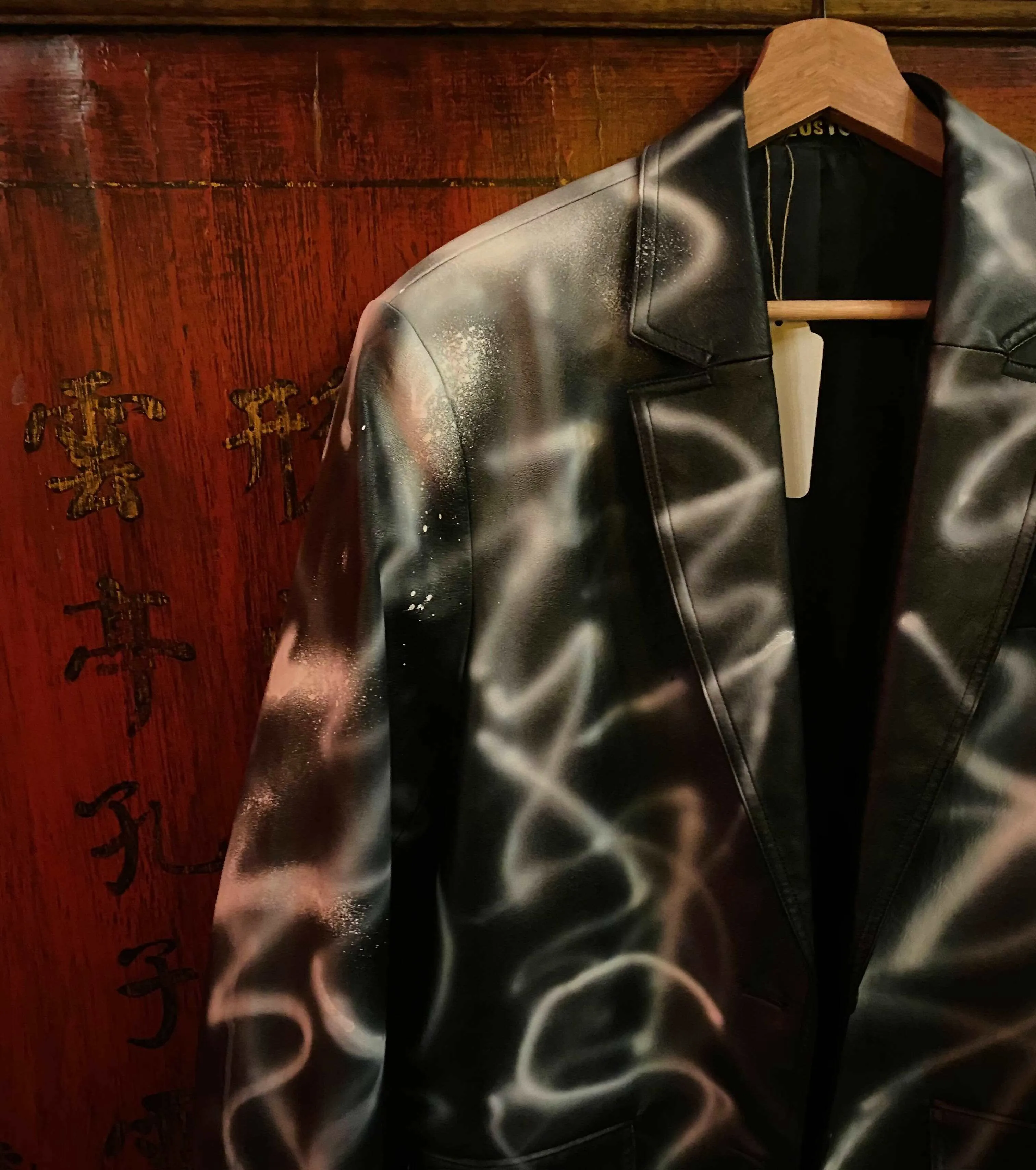 Graffiti Style Hand-Painted Leather Blazer