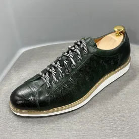 Green Crocodile Skin Luxury Leather Shoes