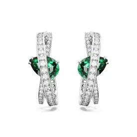 Green Spiral Hyperbola Hoop Earrings by Swarovski