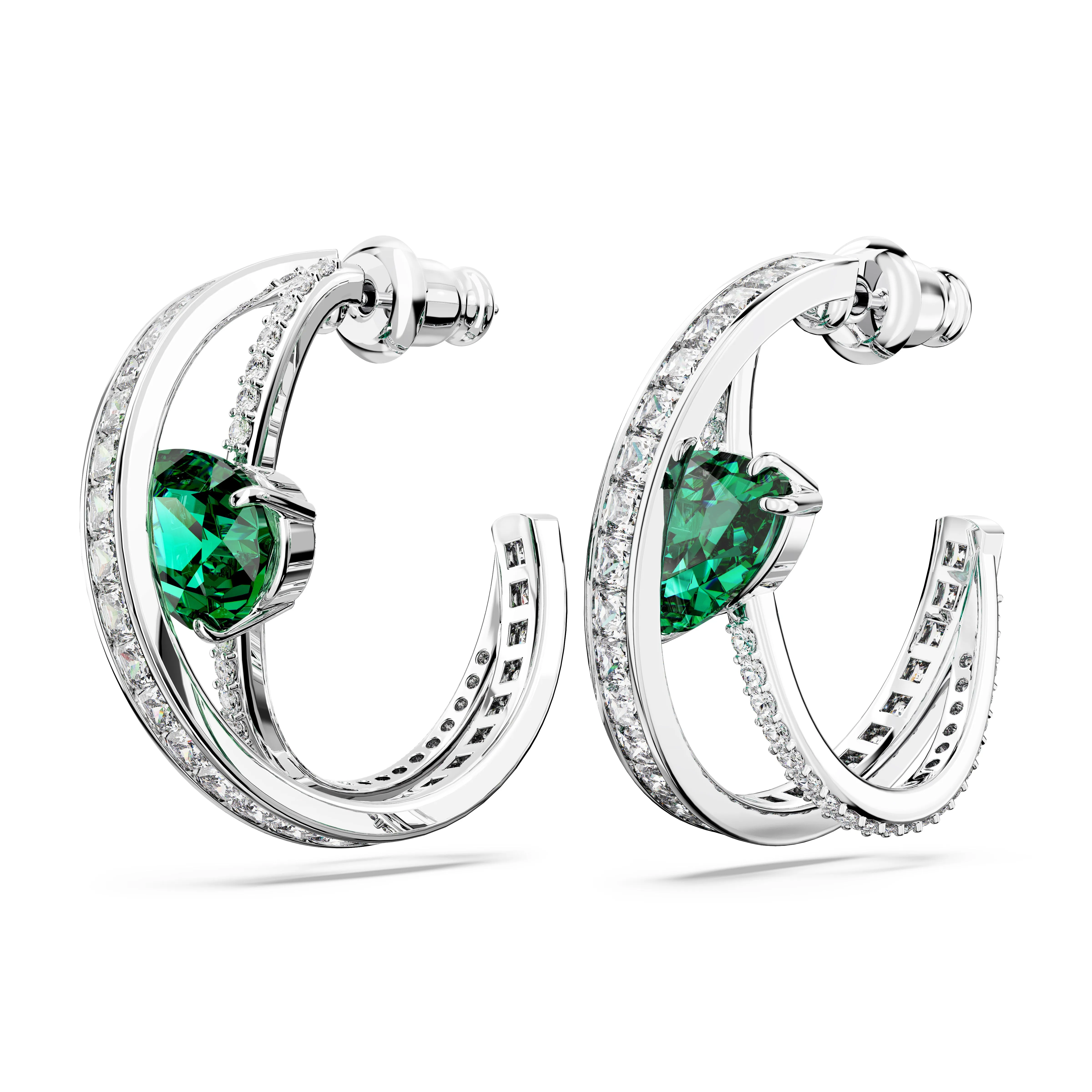 Green Spiral Hyperbola Hoop Earrings by Swarovski