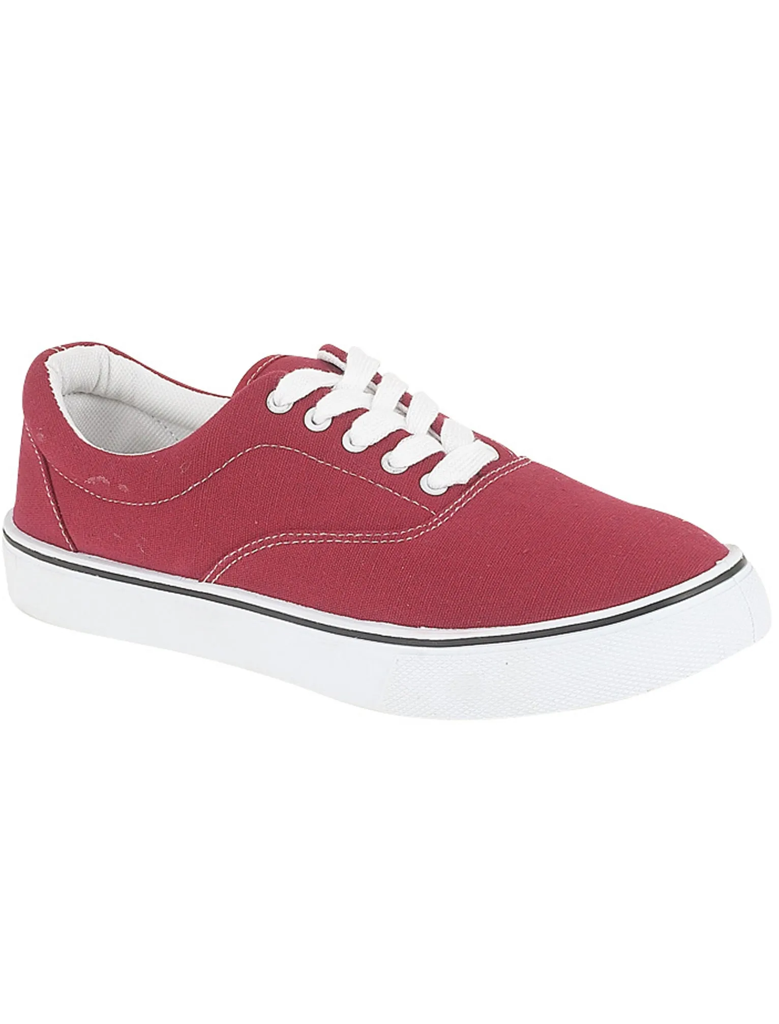 Harvard Lace Up Canvas Trainers In Burgundy