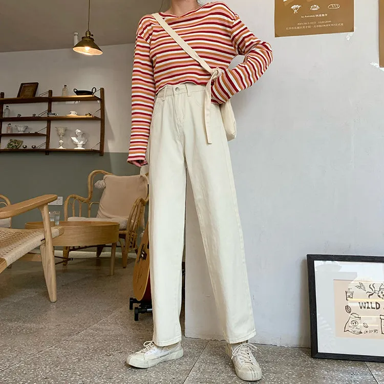 High Waist Long Simple Jeans Pants