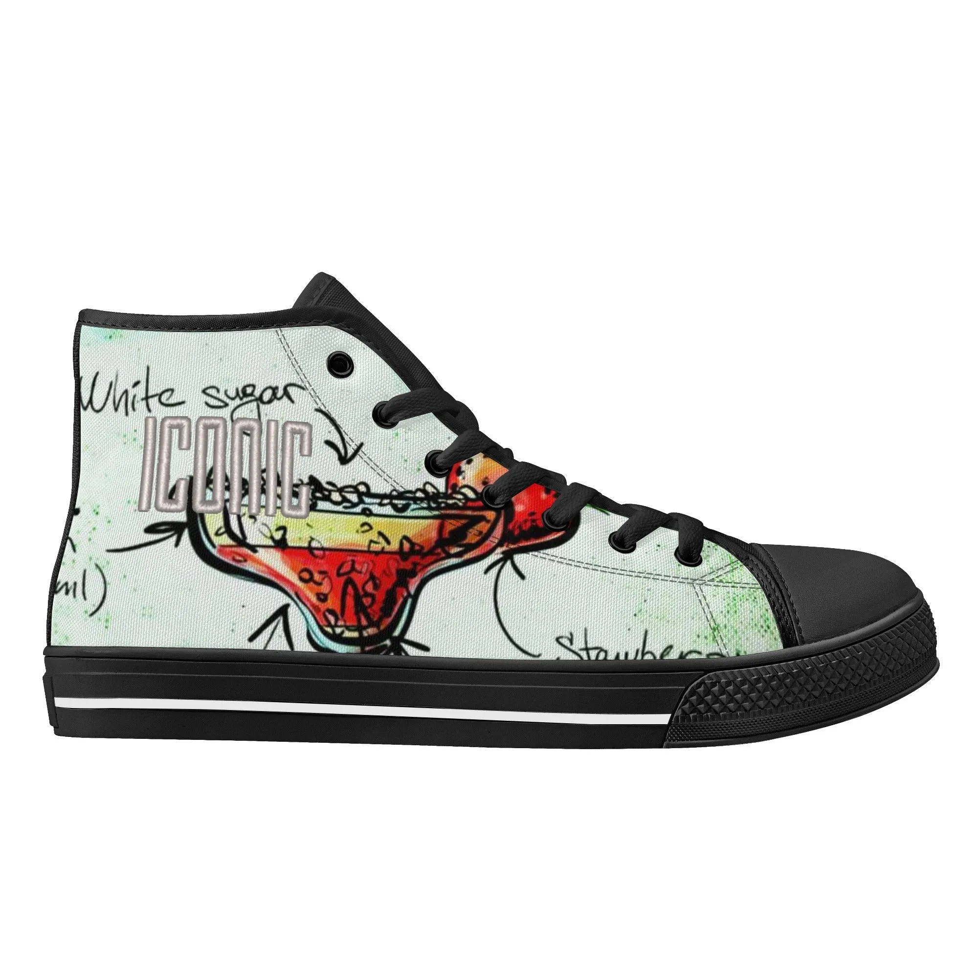 ICONIC Embroidered Men's Daiquiri High Top Printed Canvas Shoes