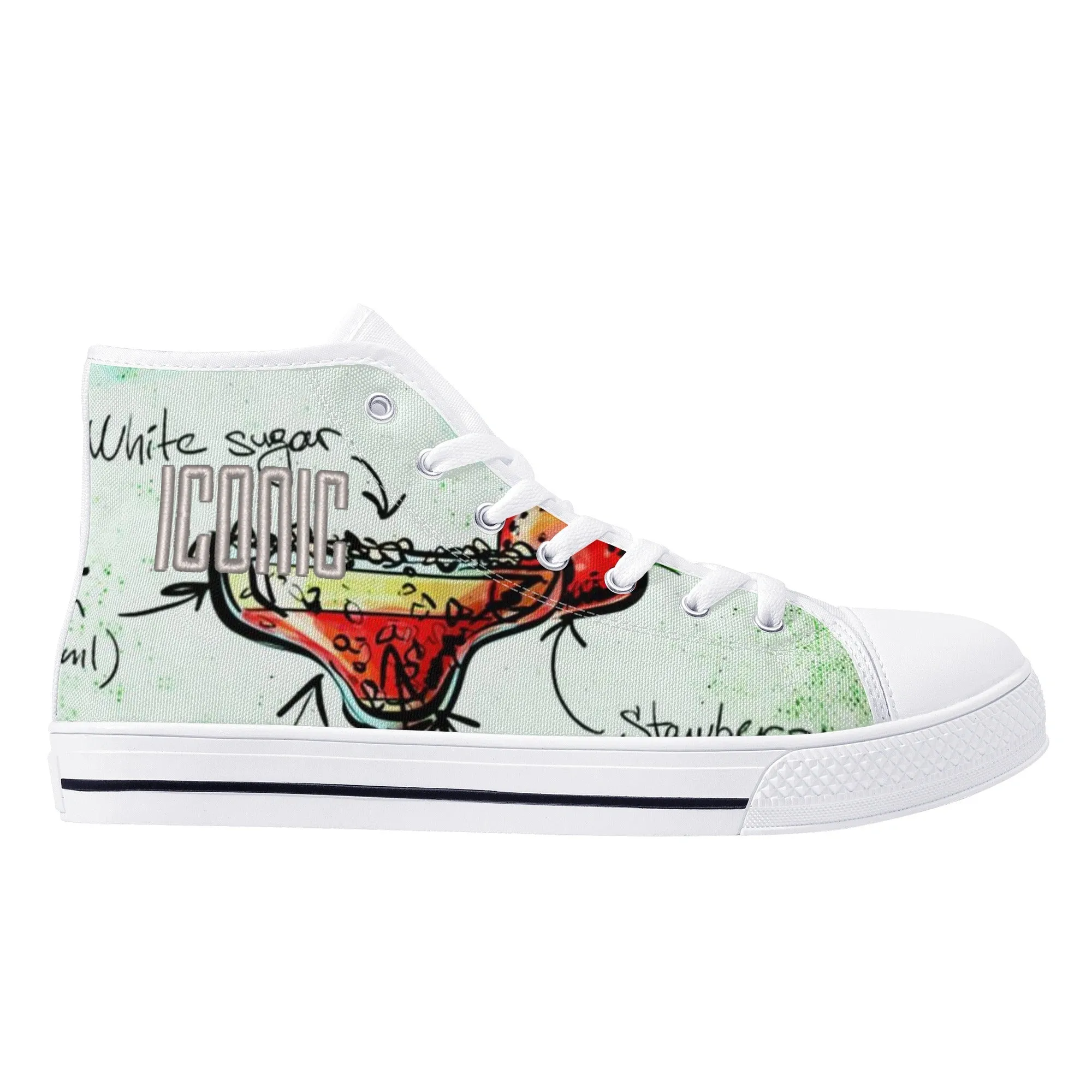 ICONIC Embroidered Men's Daiquiri High Top Printed Canvas Shoes