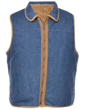 Indigo Sleeveless Shearling Denim Jacket - M