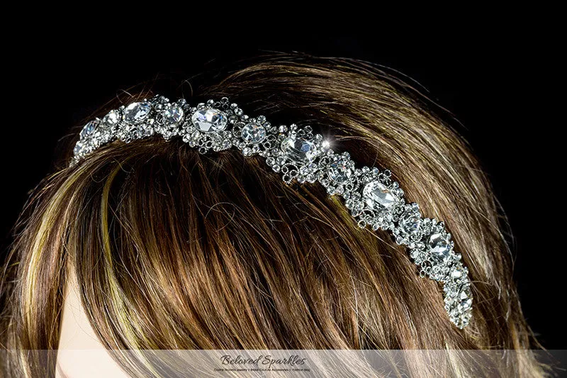 Kylie Oval Cluster Silver Headband | Swarovski Crystal