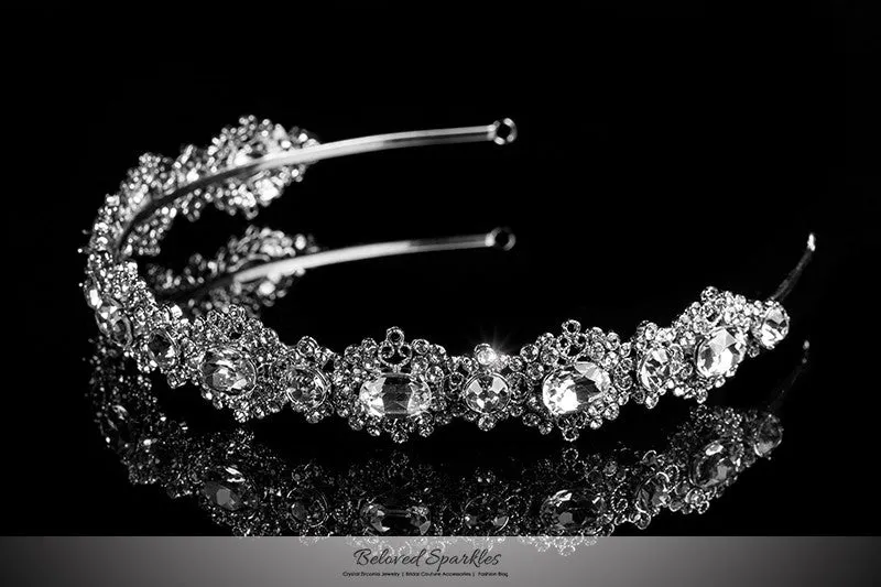 Kylie Oval Cluster Silver Headband | Swarovski Crystal