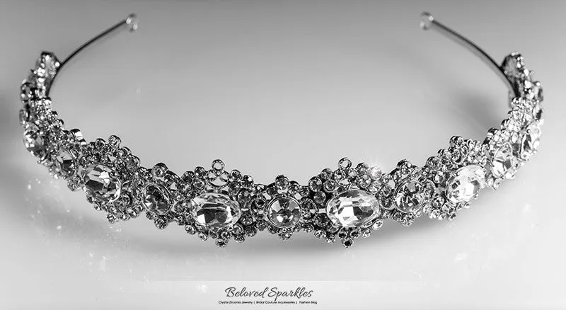 Kylie Oval Cluster Silver Headband | Swarovski Crystal