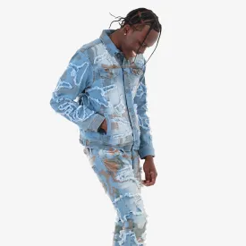 LIGHT SAND BLUE CAMO DENIM JACKET