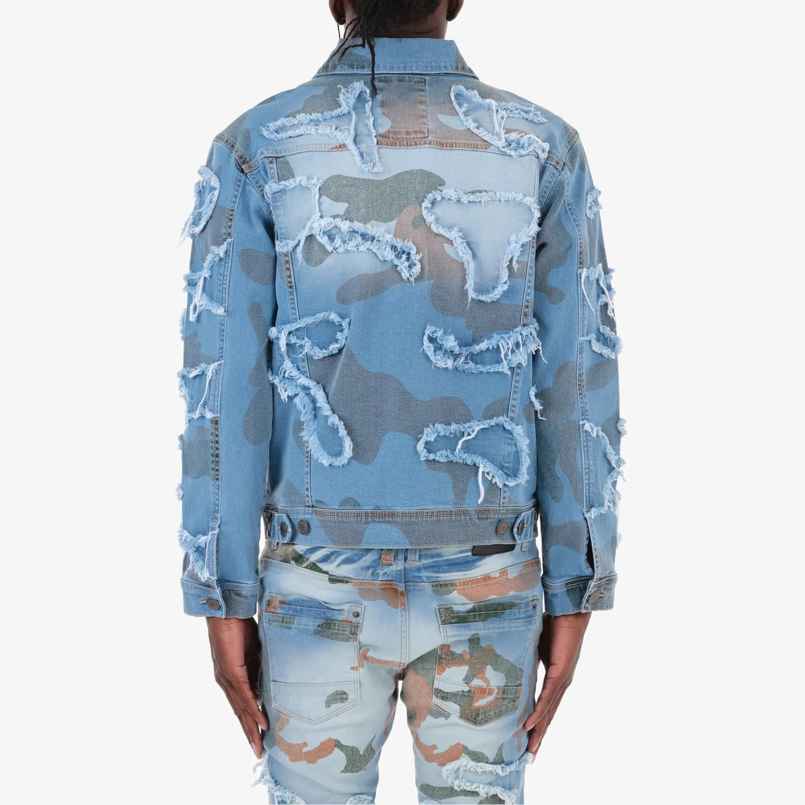 LIGHT SAND BLUE CAMO DENIM JACKET