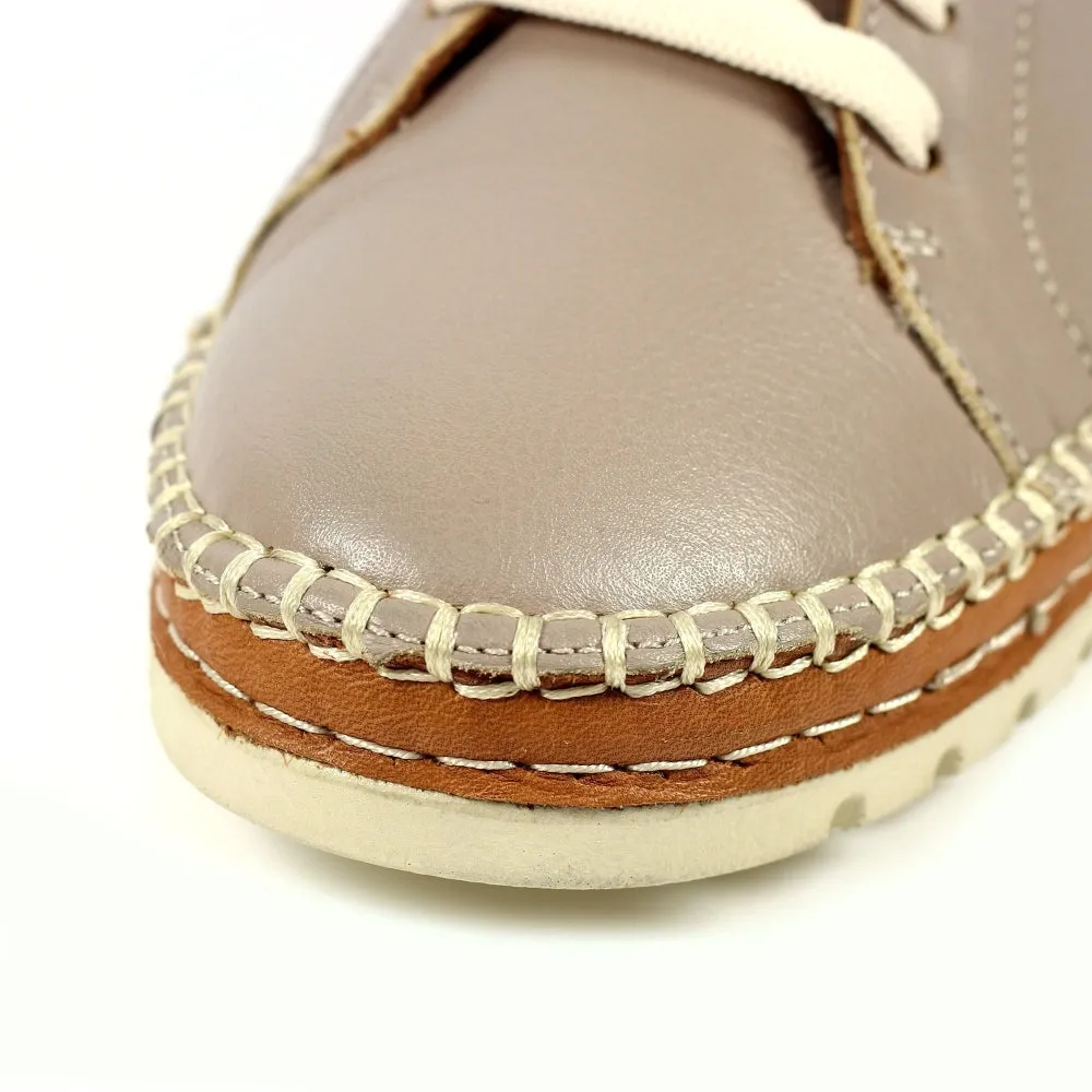 Lunar FLV026 Flow Ladies Grey Leather Lace Up Shoes