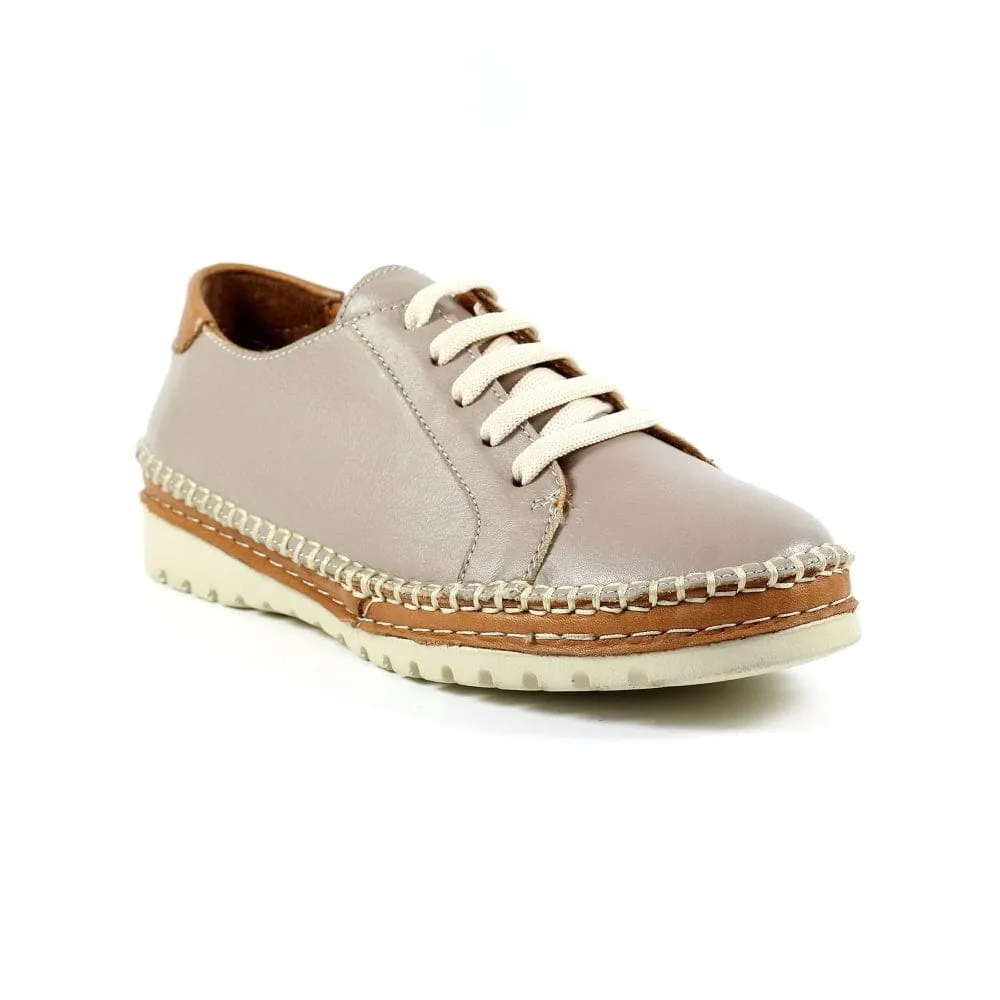 Lunar FLV026 Flow Ladies Grey Leather Lace Up Shoes