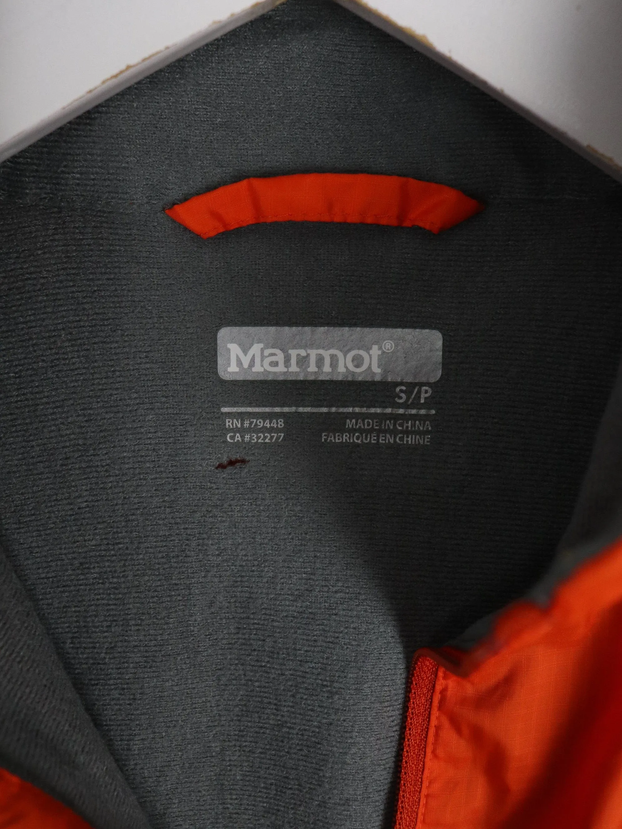 Marmot Vest Mens Small Orange Windbreaker Jacket Outdoors