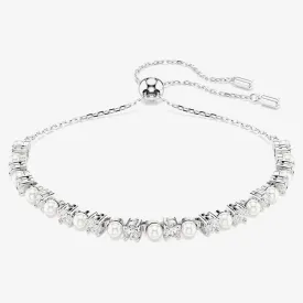 Matrix Rhodium White Round Cut Pearl Crystal Bracelet 5689633