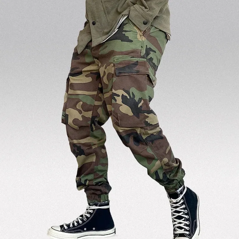 Men's Fashion Camo Elastic Waist Multi-pocket Cargo Pants 66732709Z