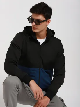 Men's Hooded Regular Fit Colourblock Blue Jackets