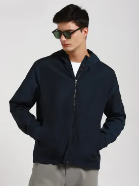 Men's Hooded Regular Fit Solid Indigo Jackets