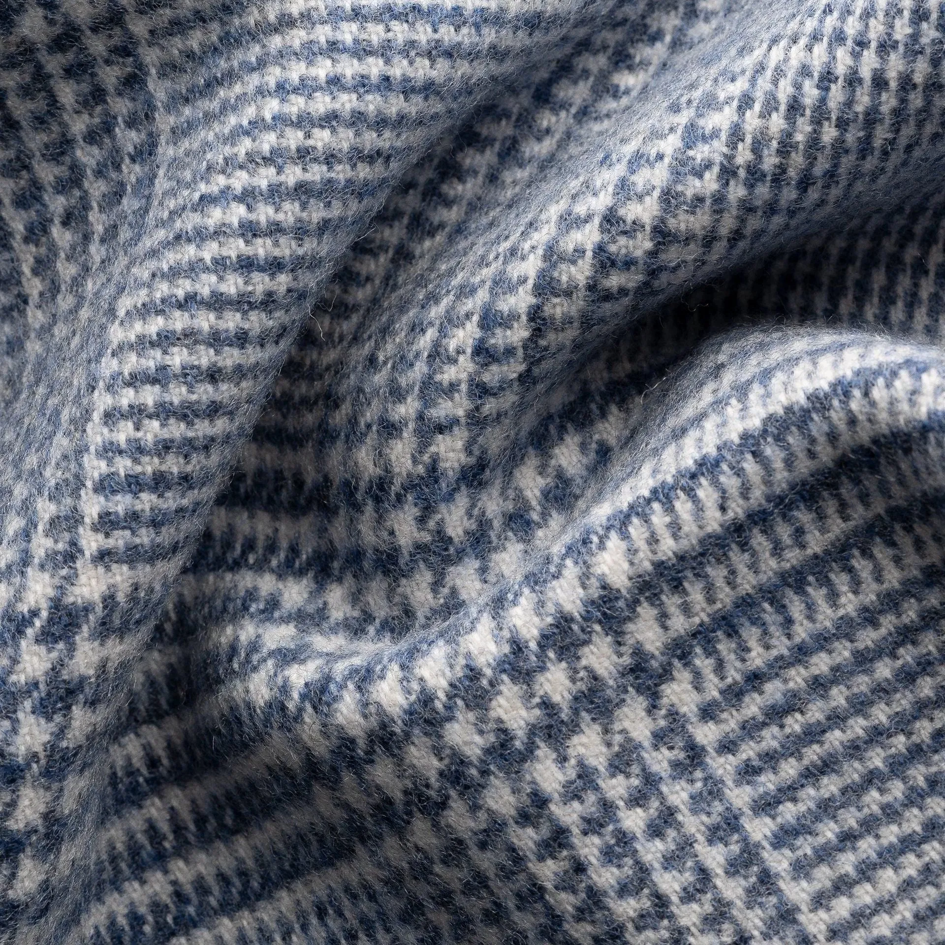 Mid-Blue Prince of Wales Merino Wool Scarf - ETON