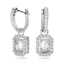 Millenia Drop Octagon Cut White Rhodium Plated Earrings 5638495