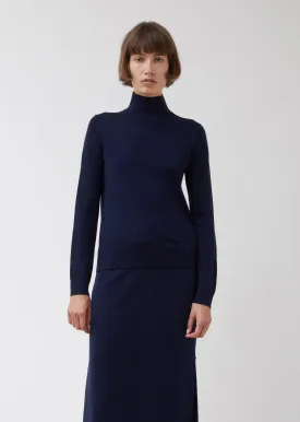 Navy Merino Wool Rollneck Sweater