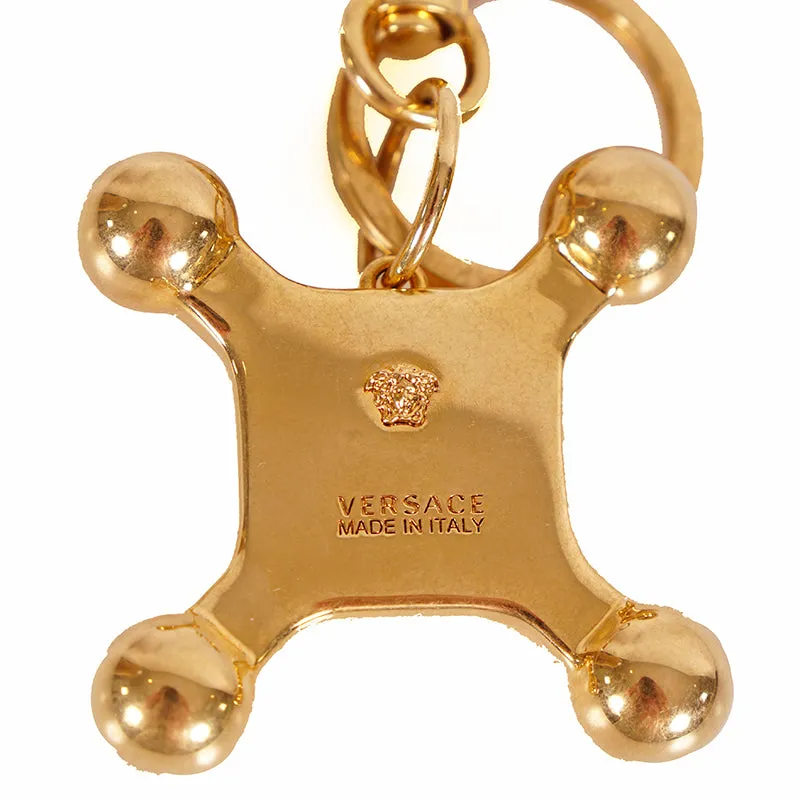 NEW $625 VERSACE Runway Gold Tone Metal Porcelain FAUCET Handle KEYRING FOB