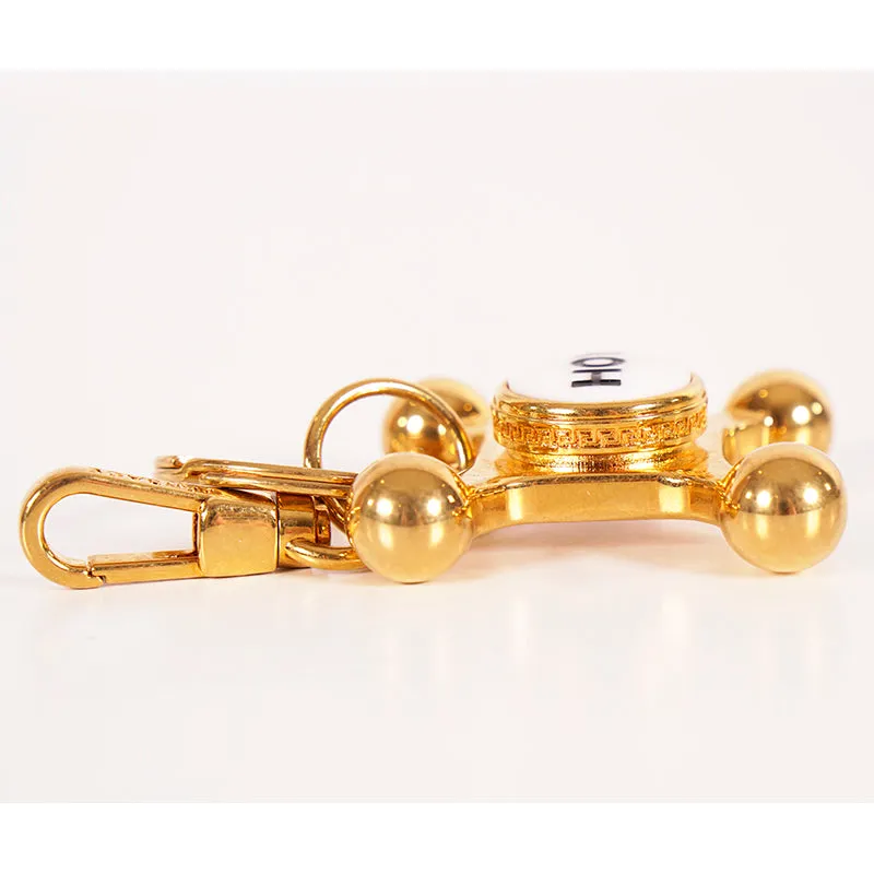 NEW $625 VERSACE Runway Gold Tone Metal Porcelain FAUCET Handle KEYRING FOB