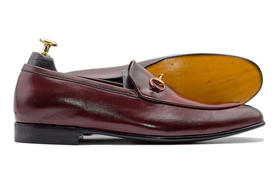 New Stylish Men's Handmade Burgundy Leather Round Toe Loafers, Men Dress Formal Party Loafers