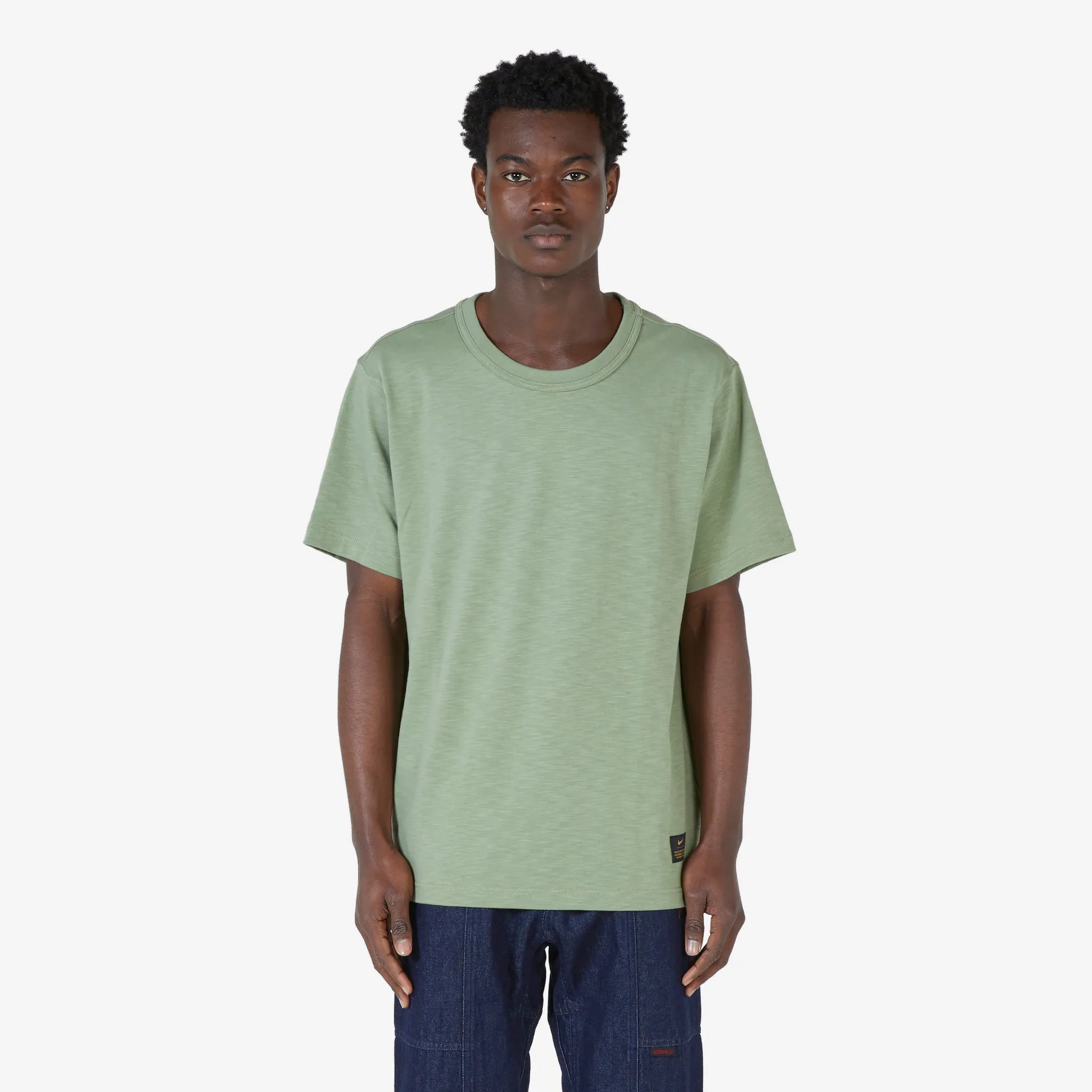 Nike Life Short Sleeve Knit Top Oil Green | Neutral Olive