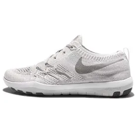 NIKE WOMEN'S FREE TR FOCUS FLYKNIT RUNNING SHOES (9 B(M) US, WHITE/CLEAR GREY/WOLF GREY/METALLIC SILVER)