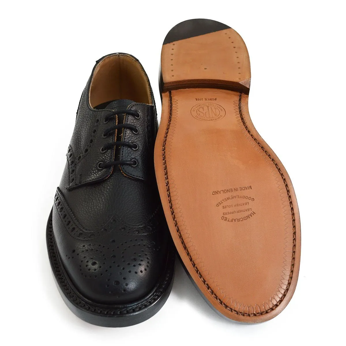 NPS WILSON Brogue Shoes - Black Grain with Double Leather Sole