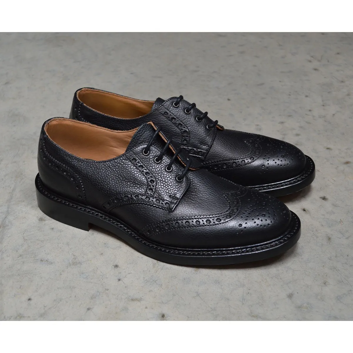 NPS WILSON Brogue Shoes - Black Grain with Double Leather Sole