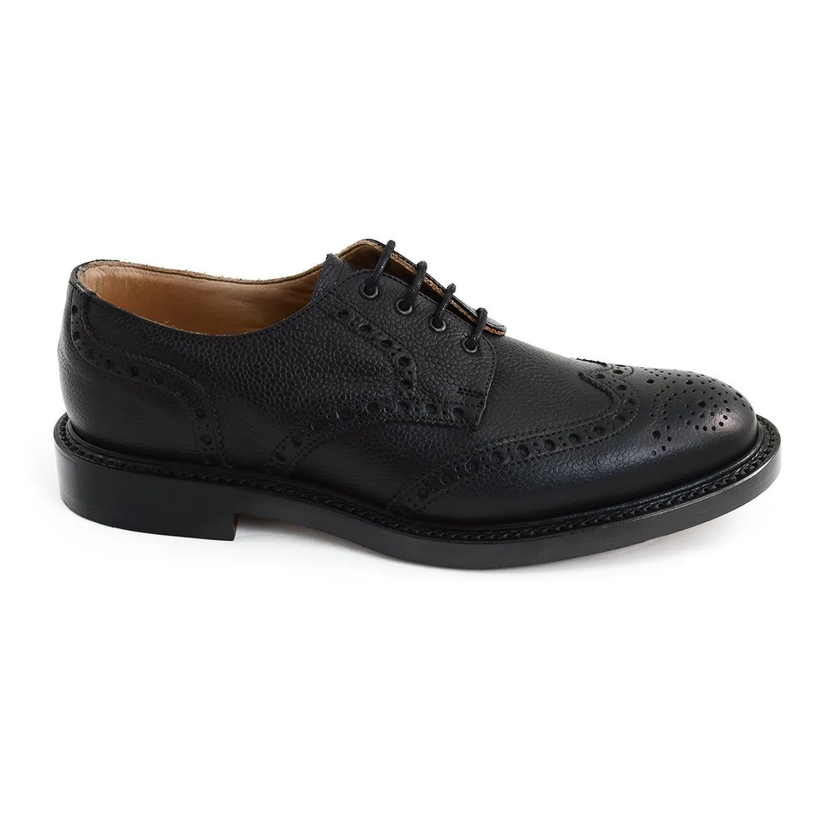 NPS WILSON Brogue Shoes - Black Grain with Double Leather Sole