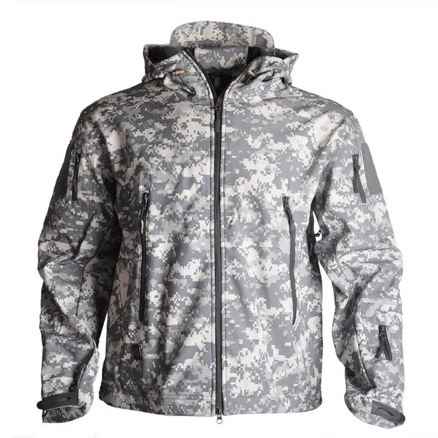 Outdoor Shark Skin Soft Shell Tactical Jacket Men Waterproof Windbreaker Fleece Hunt Clothes Camouflage Army Military Jacket