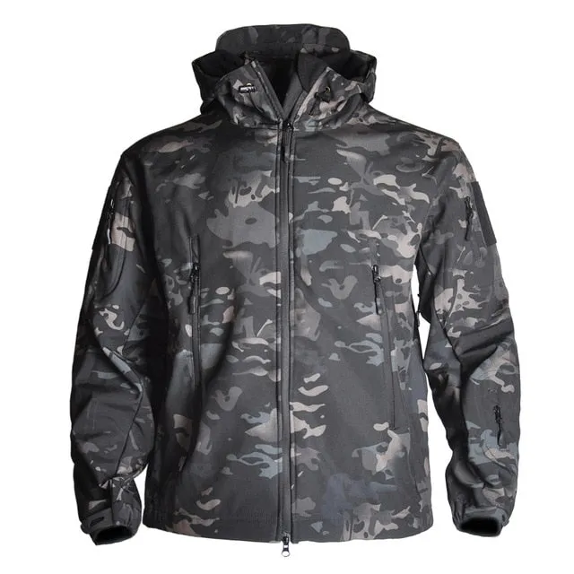 Outdoor Shark Skin Soft Shell Tactical Jacket Men Waterproof Windbreaker Fleece Hunt Clothes Camouflage Army Military Jacket