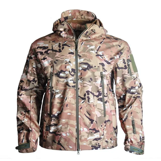 Outdoor Shark Skin Soft Shell Tactical Jacket Men Waterproof Windbreaker Fleece Hunt Clothes Camouflage Army Military Jacket