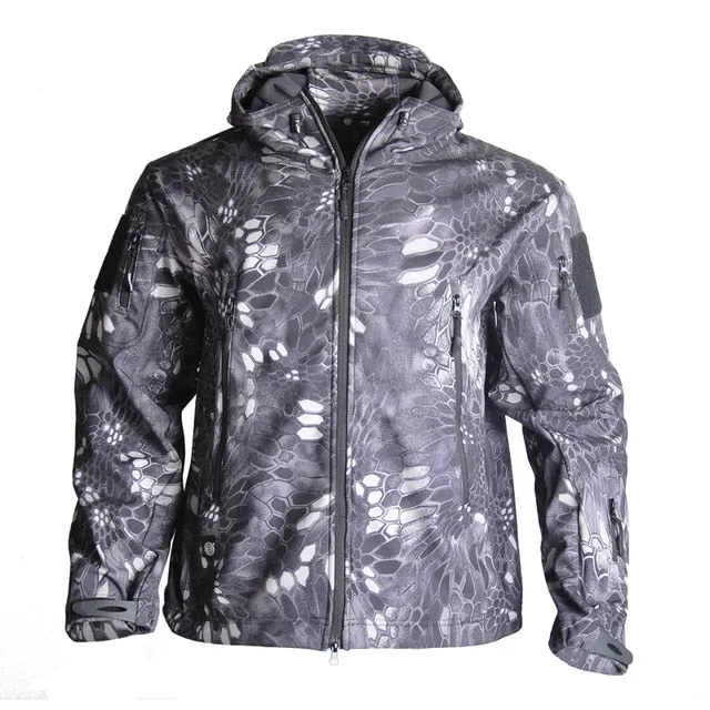 Outdoor Shark Skin Soft Shell Tactical Jacket Men Waterproof Windbreaker Fleece Hunt Clothes Camouflage Army Military Jacket