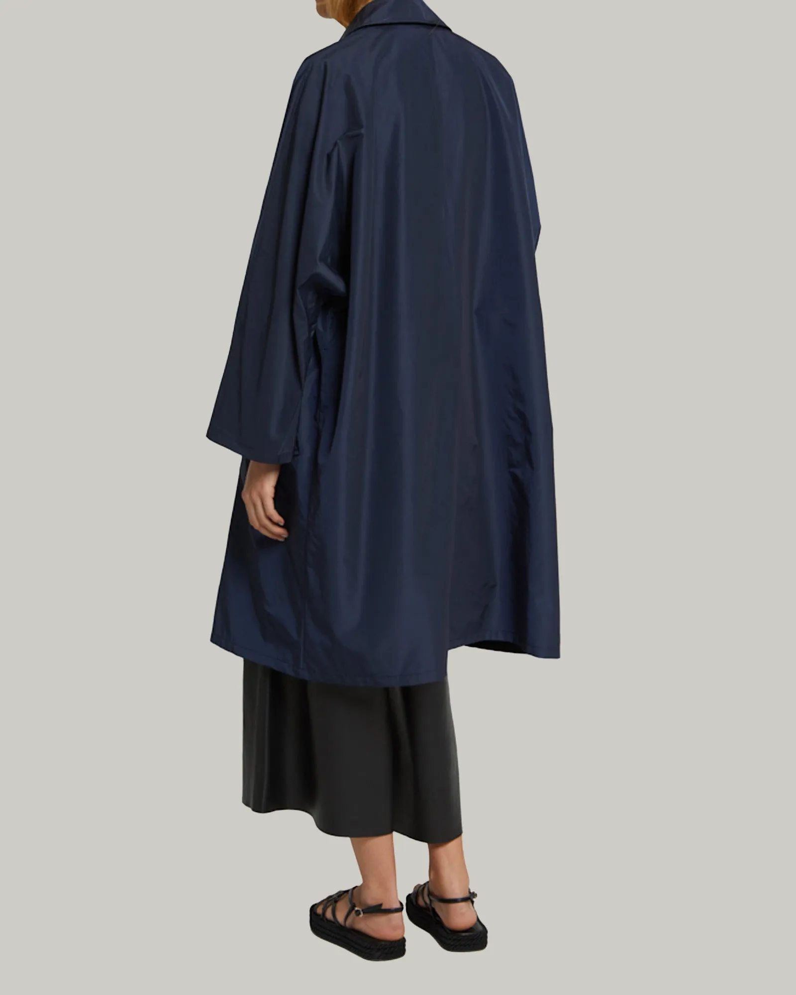 Oversized technical fabric raincoat - blue