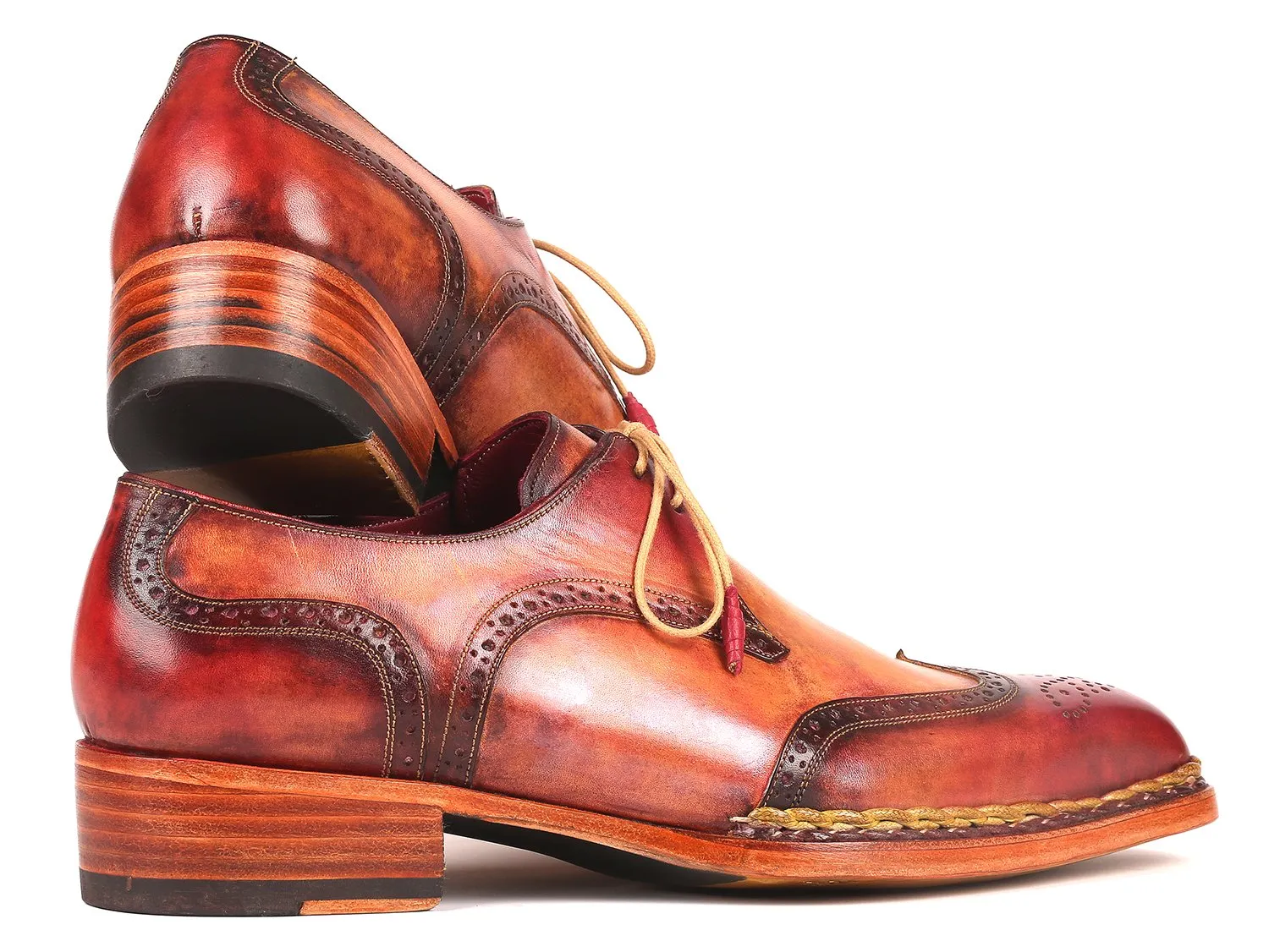 Paul Parkman Red & Camel Wingtip Shoes