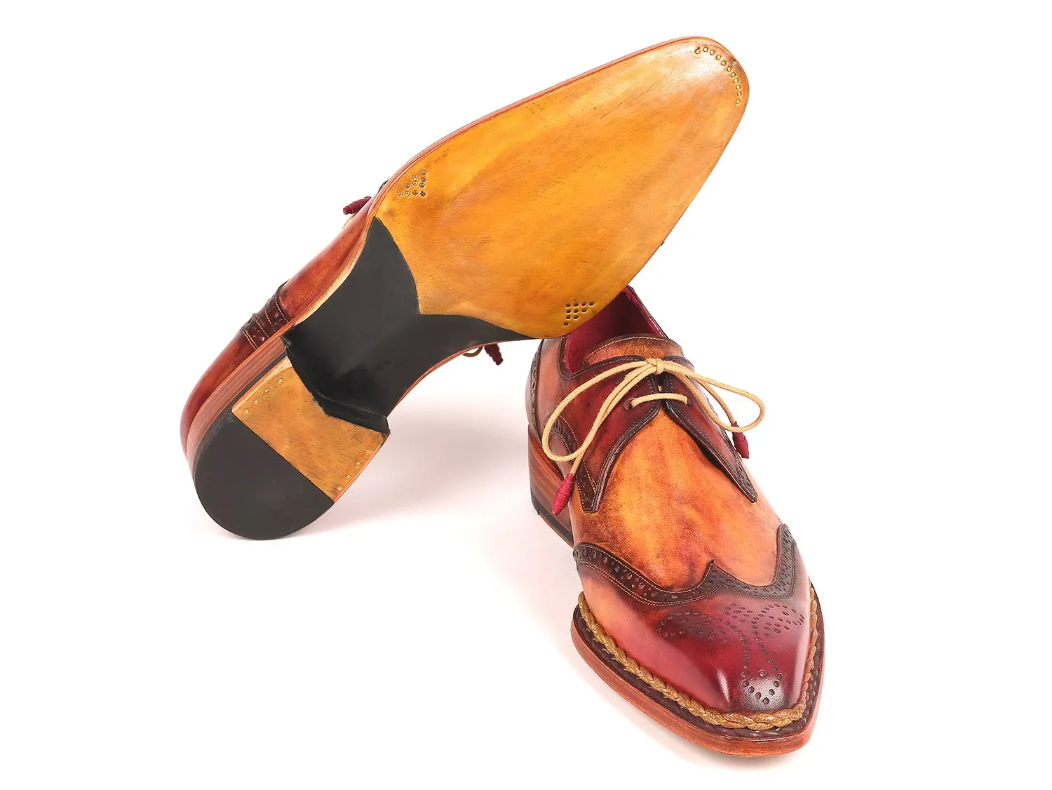 Paul Parkman Red & Camel Wingtip Shoes