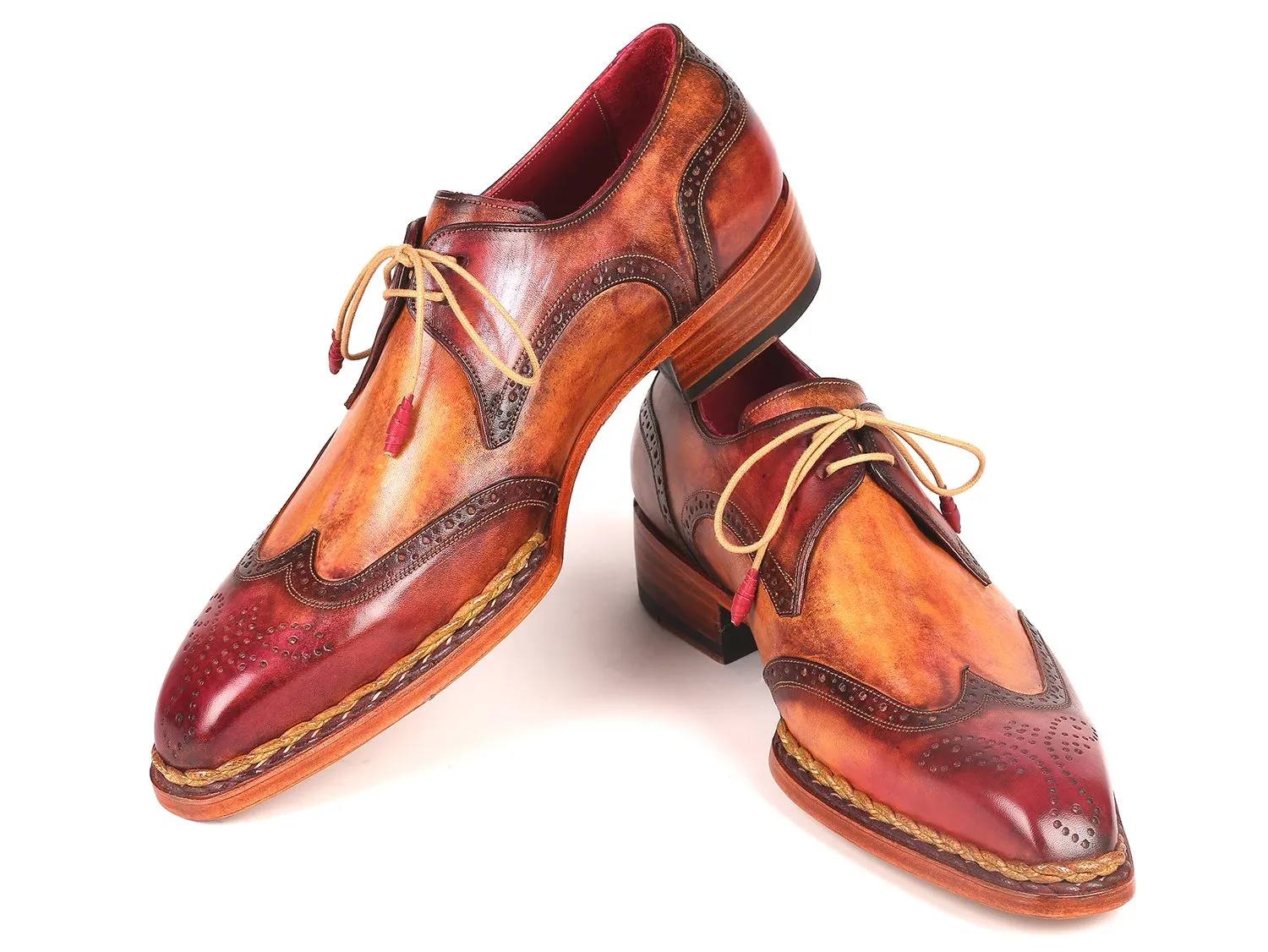 Paul Parkman Red & Camel Wingtip Shoes