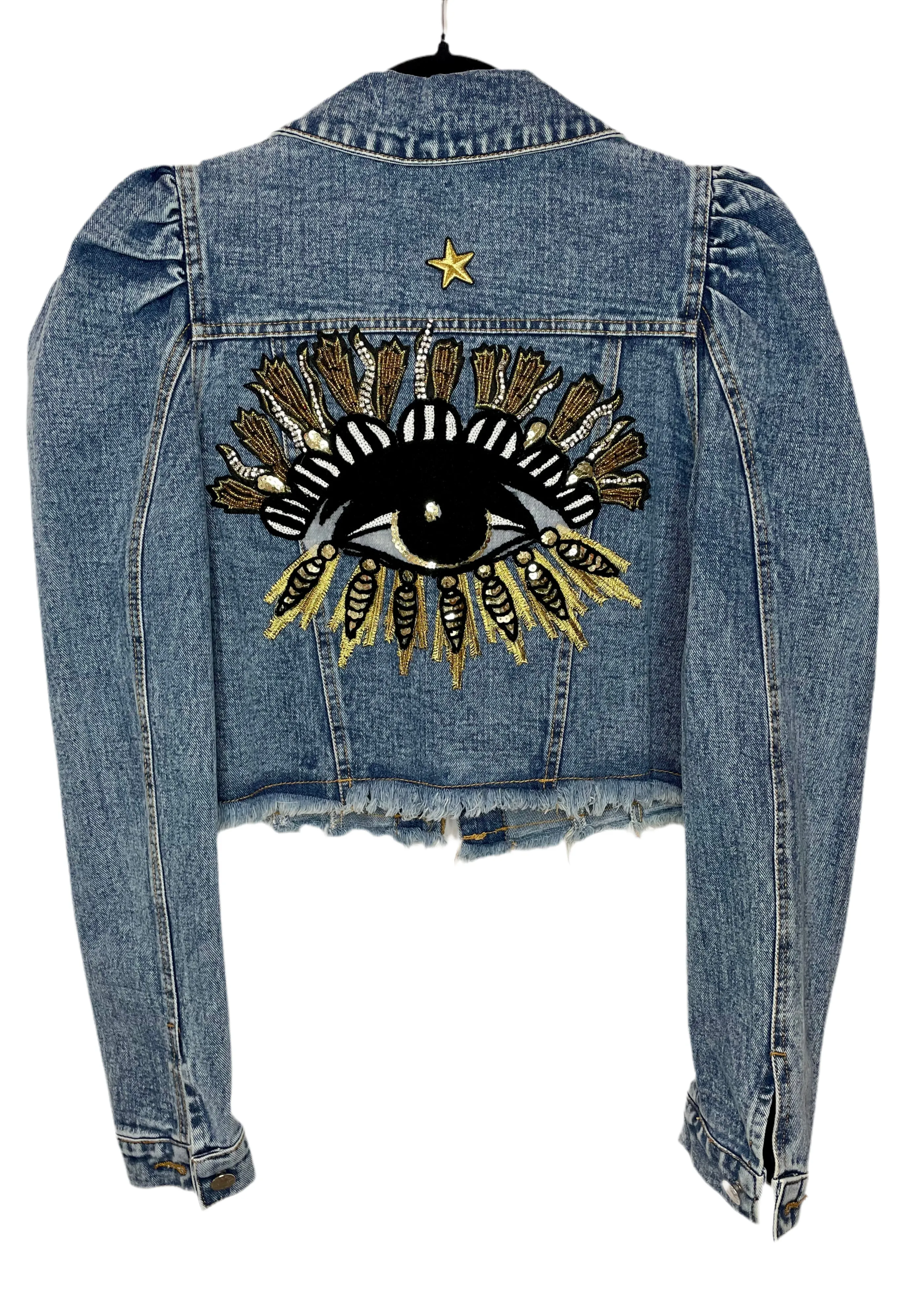 Protected Golden Evil Eye Denim Jacket