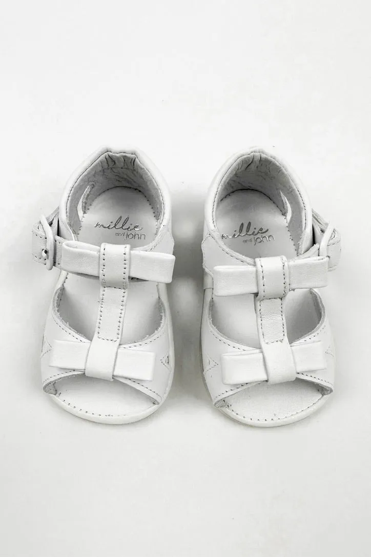 "Gabriela" White Leather Sandals (UK 0-4)