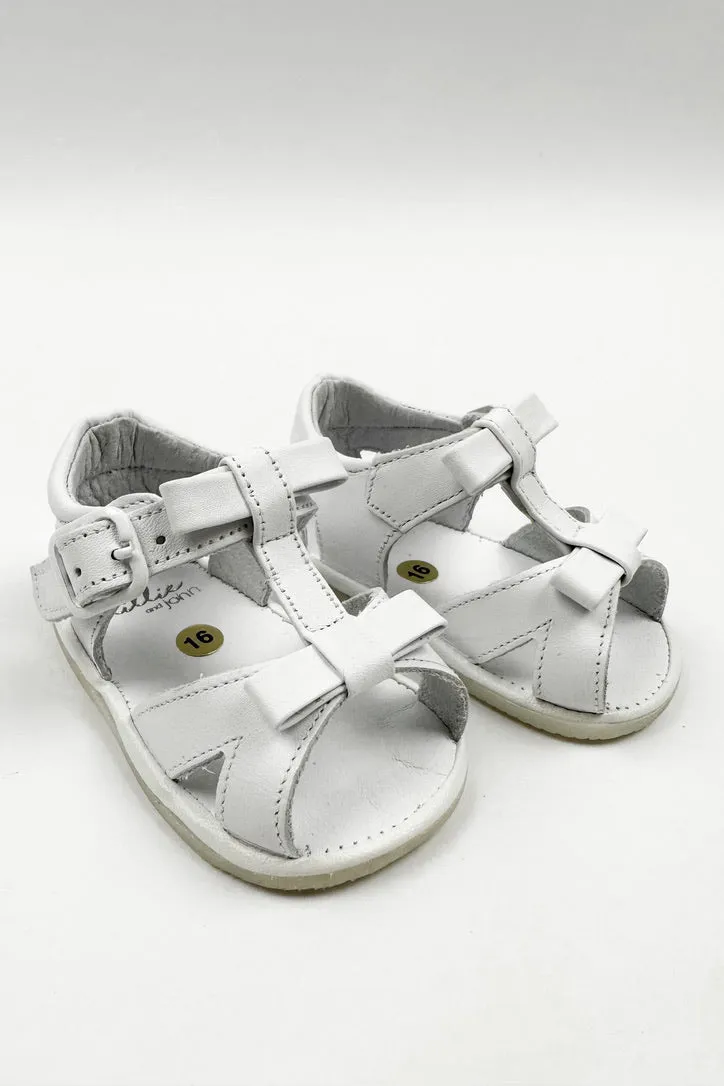 "Gabriela" White Leather Sandals (UK 0-4)