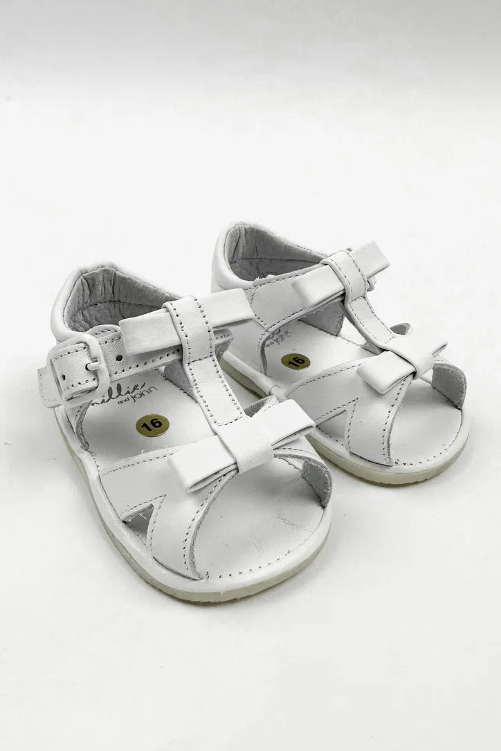 "Gabriela" White Leather Sandals (UK 0-4)