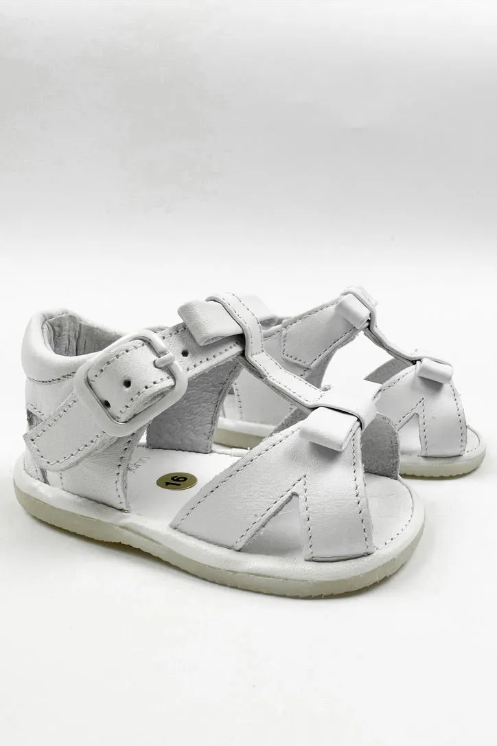 "Gabriela" White Leather Sandals (UK 0-4)