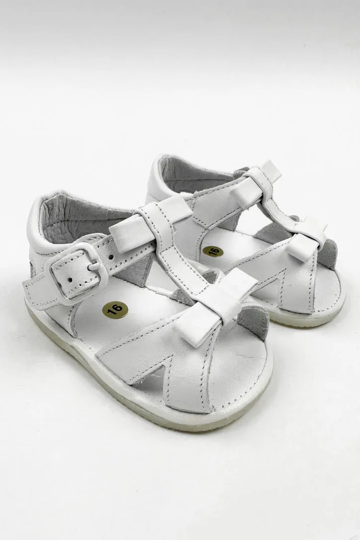 "Gabriela" White Leather Sandals (UK 0-4)