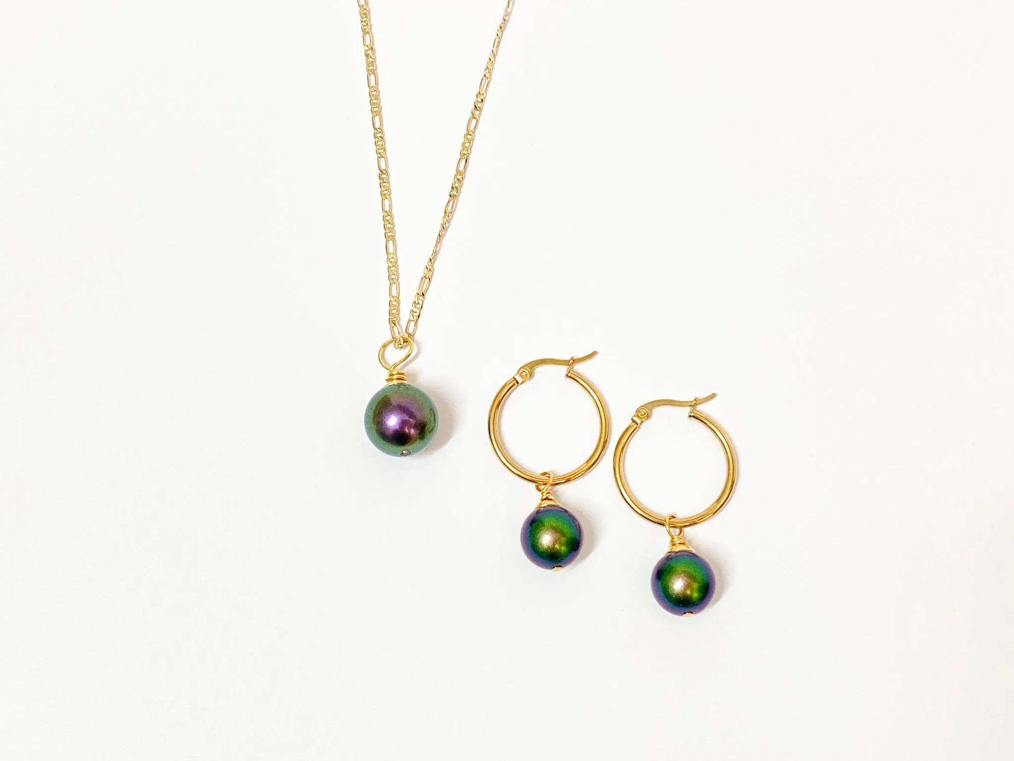 Rayla - Lustre Iridiscent Green Premium Swarovski Pearl Set