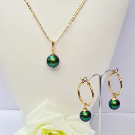 Rayla - Lustre Iridiscent Green Premium Swarovski Pearl Set