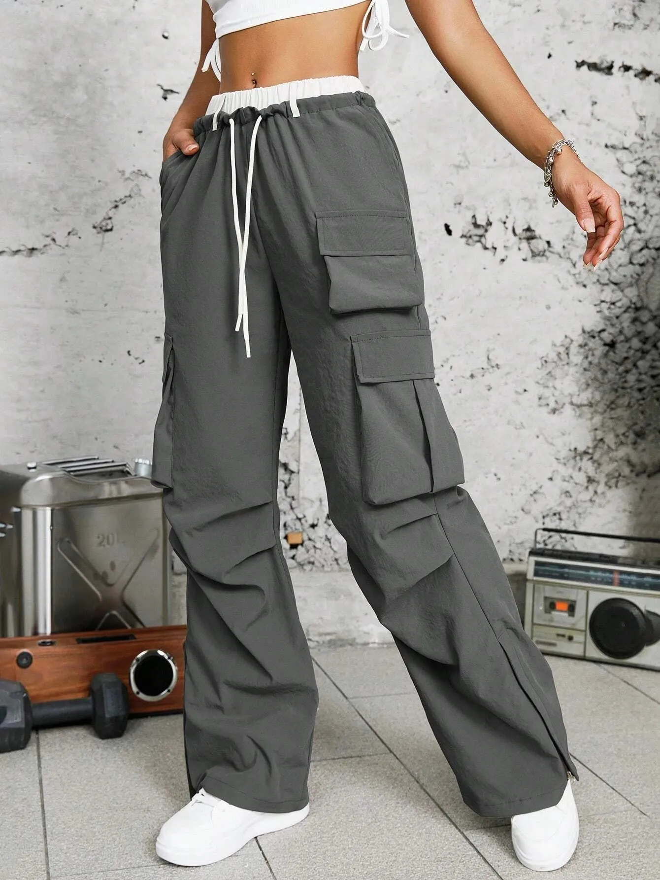 Ruched Drawstring Cargo Pant